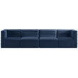 Bowery Hill Contemporary Deep Channel Tufted Soft Navy Velvet Modular Sofa