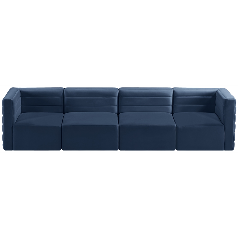 Bowery Hill Contemporary Deep Channel Tufted Soft Navy Velvet Modular Sofa
