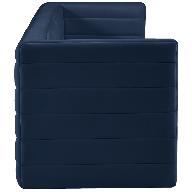 Bowery Hill Contemporary Deep Channel Tufted Soft Navy Velvet Modular Sofa
