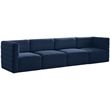 Bowery Hill Contemporary Deep Channel Tufted Soft Navy Velvet Modular Sofa