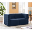 Bowery Hill Contemporary Deep Channel Tufted Soft Navy Velvet Modular Sofa