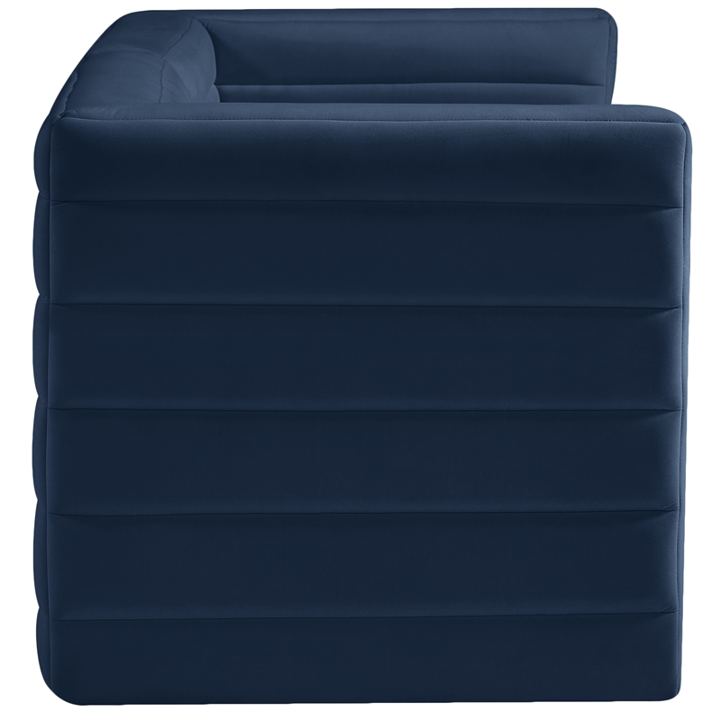Bowery Hill Contemporary Deep Channel Tufted Soft Navy Velvet Modular Sofa