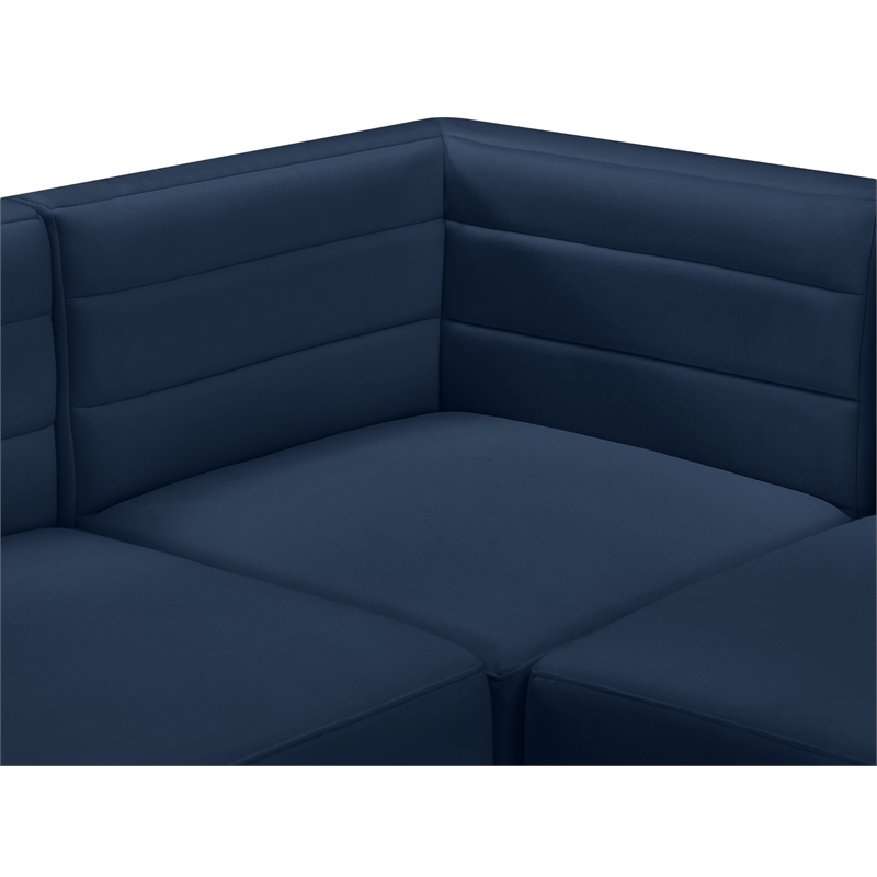 Bowery Hill Contemporary Deep Channel Tufted Soft Navy Velvet Modular Sofa