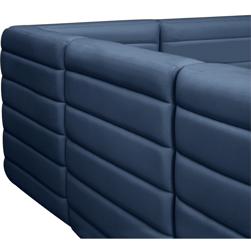 Bowery Hill Contemporary Deep Channel Tufted Soft Navy Velvet Modular Sofa