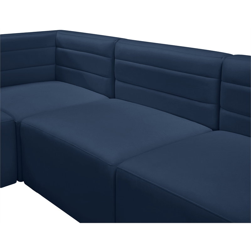 Bowery Hill Contemporary Deep Channel Tufted Soft Navy Velvet Modular Sofa