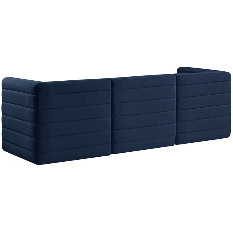 Bowery Hill Contemporary Deep Channel Tufted Soft Navy Velvet Modular Sofa