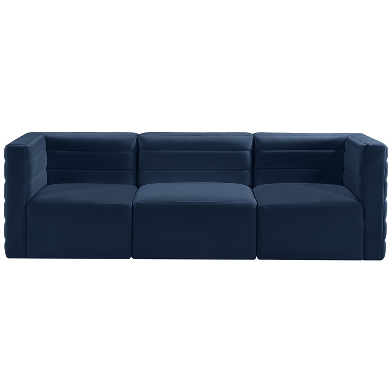 Bowery Hill Contemporary Deep Channel Tufted Soft Navy Velvet Modular Sofa
