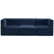 Bowery Hill Contemporary Deep Channel Tufted Soft Navy Velvet Modular Sofa