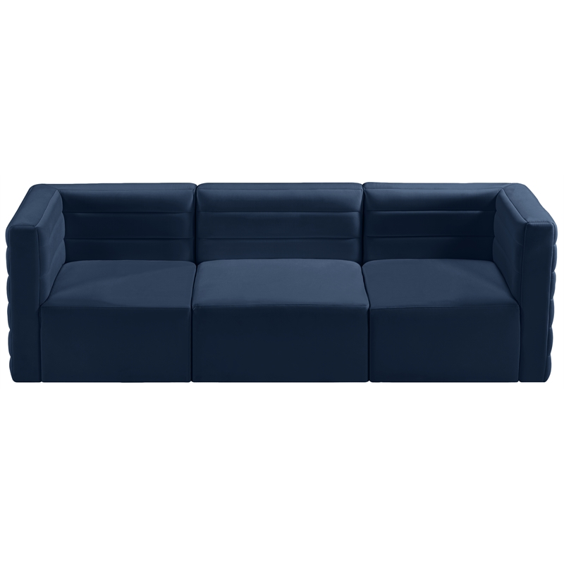 Bowery Hill Contemporary Deep Channel Tufted Soft Navy Velvet Modular Sofa