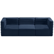 Bowery Hill Contemporary Deep Channel Tufted Soft Navy Velvet Modular Sofa