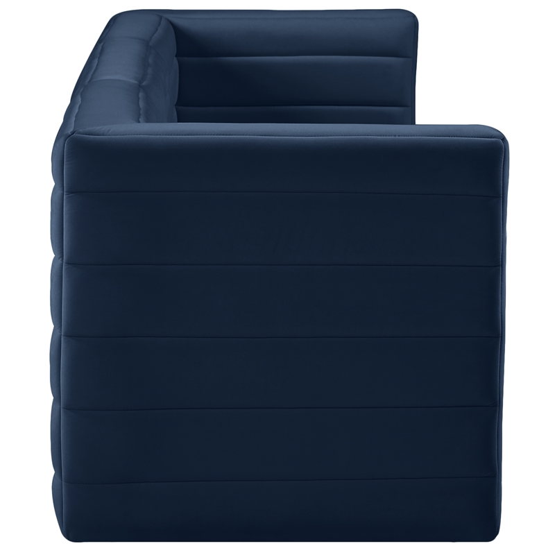 Bowery Hill Contemporary Deep Channel Tufted Soft Navy Velvet Modular Sofa