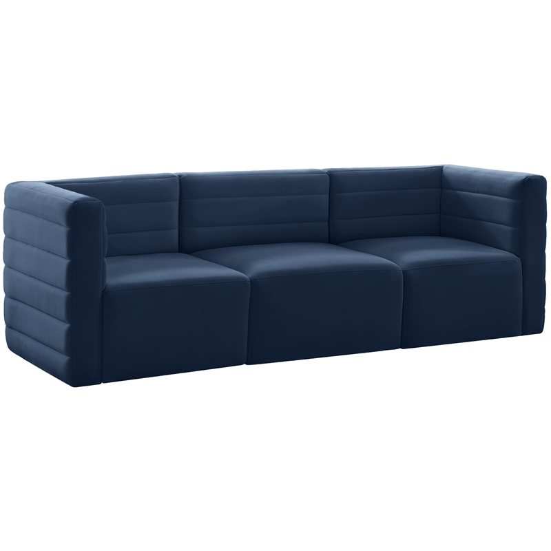 Bowery Hill Contemporary Deep Channel Tufted Soft Navy Velvet Modular Sofa