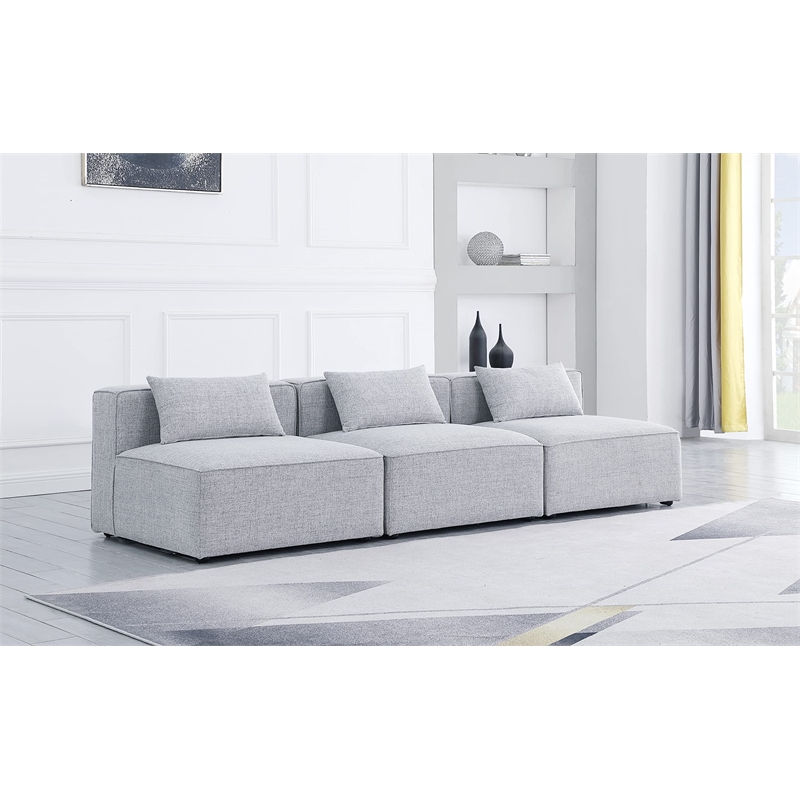 Bowery Hill Contemporary Upholstered Grey Durable Linen Modular Sofa