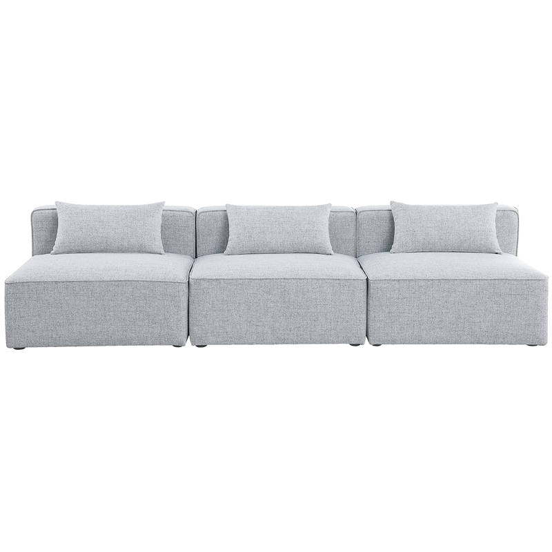 Bowery Hill Contemporary Upholstered Grey Durable Linen Modular Sofa