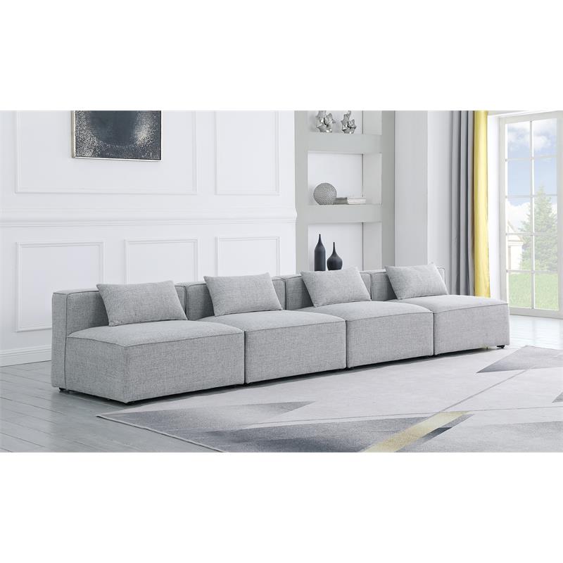 Bowery Hill Contemporary Upholstered Grey Durable Linen Modular Sofa