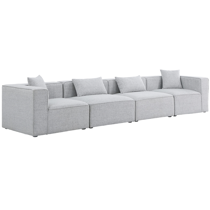 Bowery Hill Contemporary Upholstered Grey Durable Linen Modular Sofa