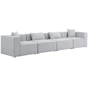 Bowery Hill Contemporary Upholstered Grey Durable Linen Modular Sofa