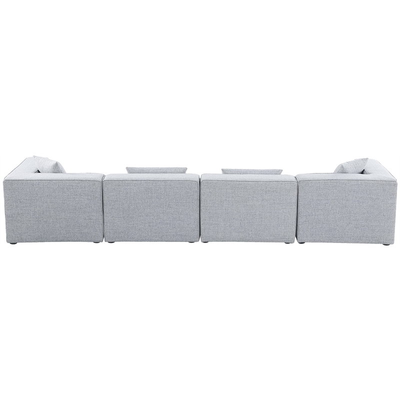 Bowery Hill Contemporary Upholstered Grey Durable Linen Modular Sofa