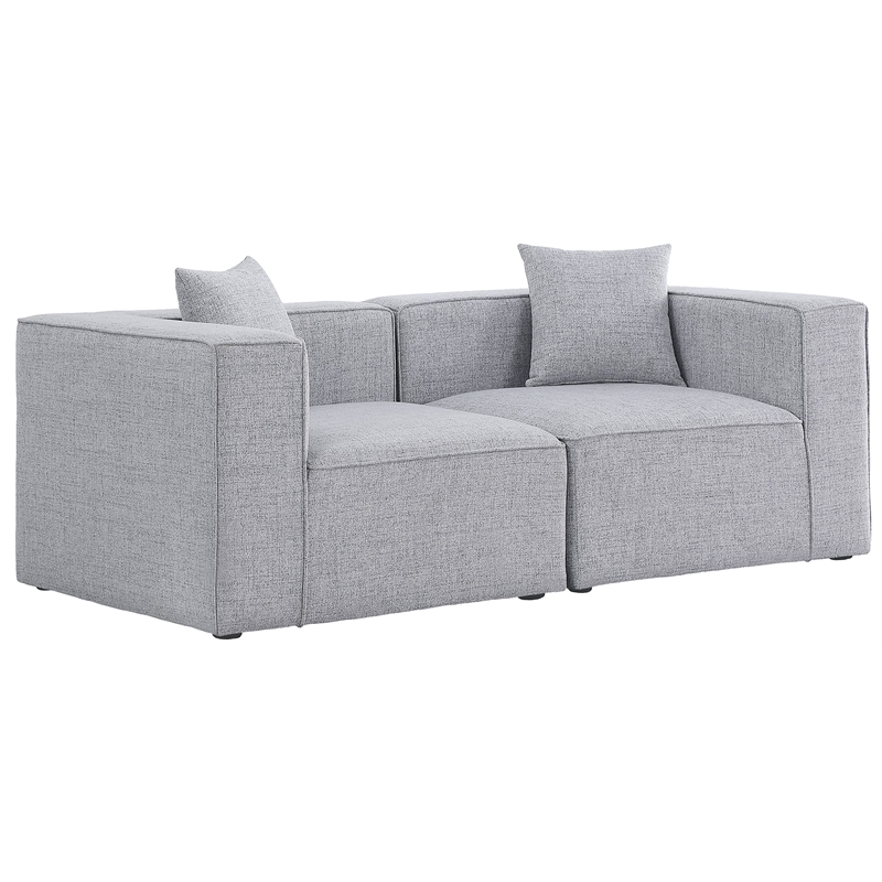 Bowery Hill Contemporary Upholstered Grey Durable Linen Modular Sofa