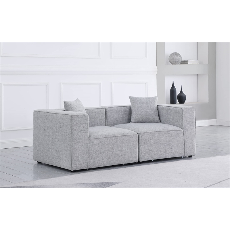 Bowery Hill Contemporary Upholstered Grey Durable Linen Modular Sofa