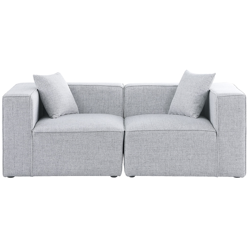 Bowery Hill Contemporary Upholstered Grey Durable Linen Modular Sofa