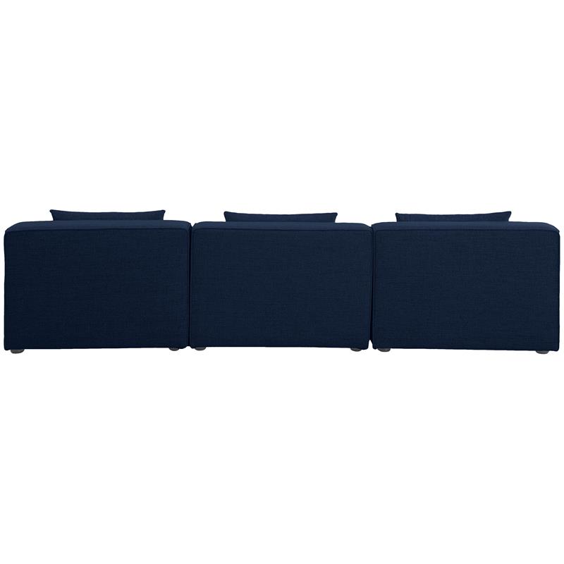 Bowery Hill Contemporary Upholstered Navy Durable Linen Modular Sofa