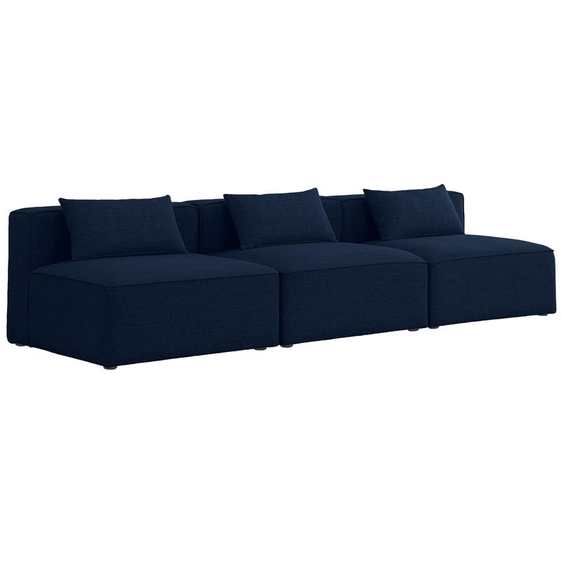 Bowery Hill Contemporary Upholstered Navy Durable Linen Modular Sofa