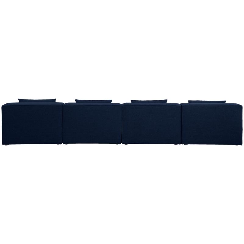 Bowery Hill Contemporary Upholstered Navy Durable Linen Modular Sofa