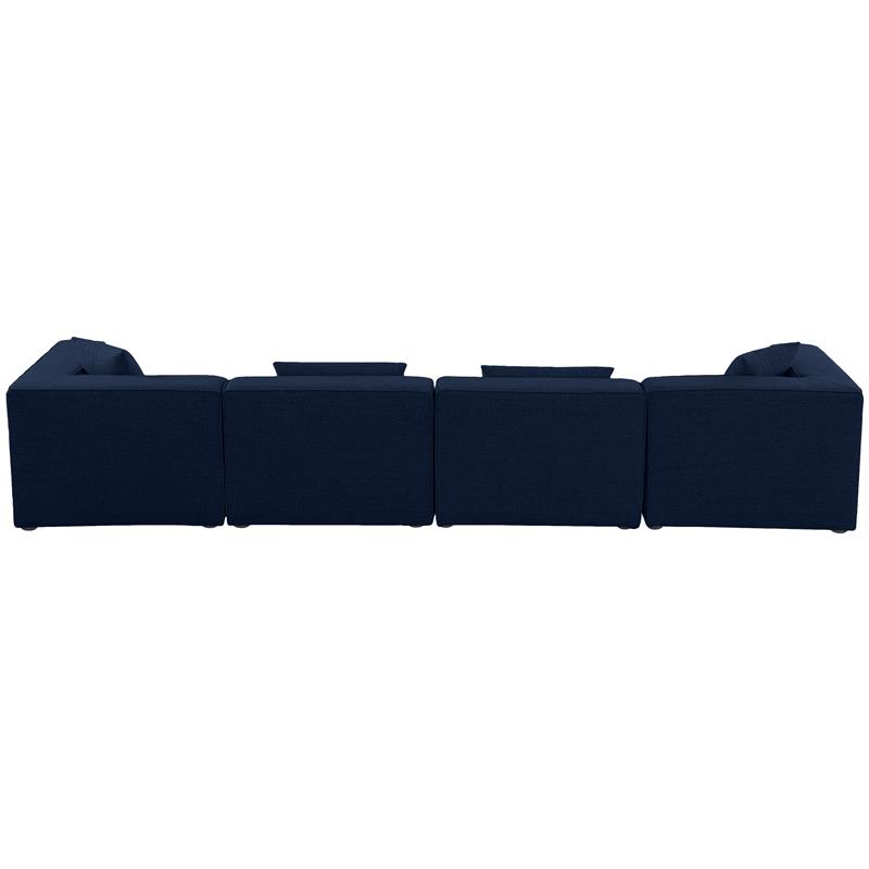 Bowery Hill Contemporary Upholstered Navy Durable Linen Modular Sofa