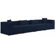 Bowery Hill Contemporary Upholstered Navy Durable Linen Modular Sofa