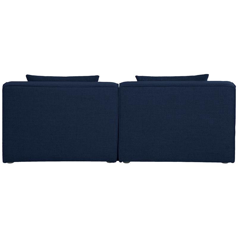 Bowery Hill Contemporary Upholstered Navy Durable Linen Modular Sofa