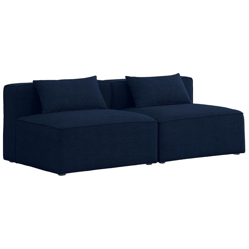 Bowery Hill Contemporary Upholstered Navy Durable Linen Modular Sofa