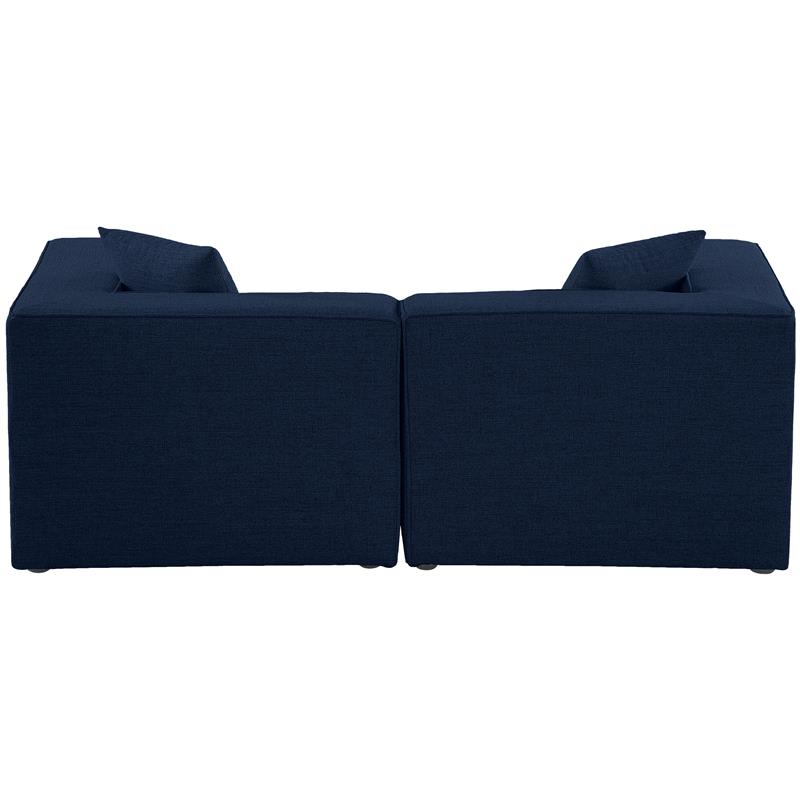 Bowery Hill Contemporary Upholstered Navy Durable Linen Modular Sofa
