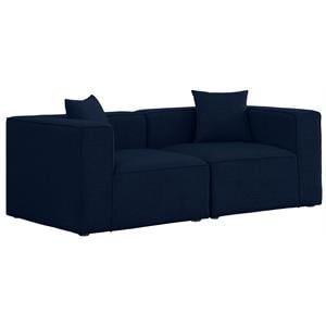 Bowery Hill Contemporary Upholstered Navy Durable Linen Modular Sofa