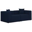 Bowery Hill Contemporary Upholstered Navy Durable Linen Modular Sofa