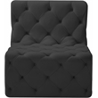 Bowery Hill Contemporary Deep Button Tufted Soft Black Velvet Armless Chair