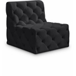 Bowery Hill Contemporary Deep Button Tufted Soft Black Velvet Armless Chair