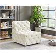 Bowery Hill Contemporary Deep Button Tufted Soft Cream Velvet Armless Chair