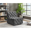 Bowery Hill Contemporary Deep Button Tufted Soft Grey Velvet Armless Chair