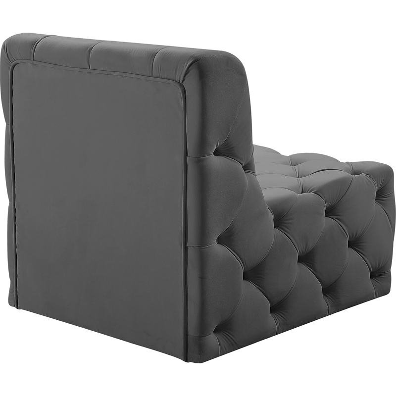 Bowery Hill Contemporary Deep Button Tufted Soft Grey Velvet Armless Chair