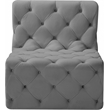 Bowery Hill Contemporary Deep Button Tufted Soft Grey Velvet Armless Chair