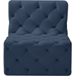 Bowery Hill Contemporary Deep Button Tufted Soft Navy Velvet Armless Chair