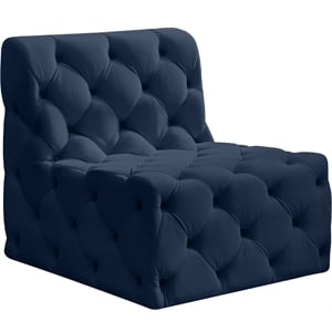 Bowery Hill Contemporary Deep Button Tufted Soft Navy Velvet Armless Chair