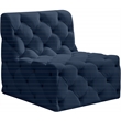 Bowery Hill Contemporary Deep Button Tufted Soft Navy Velvet Armless Chair