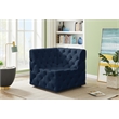 Bowery Hill Contemporary Deep Button Tufted Soft Navy Velvet Corner Chair
