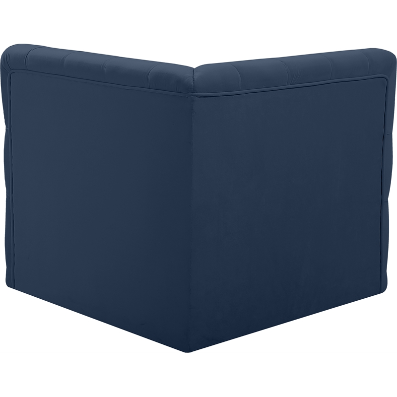 Bowery Hill Contemporary Deep Button Tufted Soft Navy Velvet Corner Chair