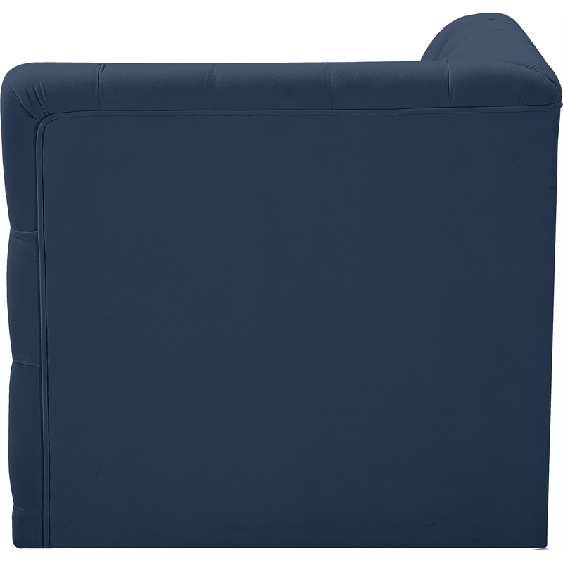 Bowery Hill Contemporary Deep Button Tufted Soft Navy Velvet Corner Chair
