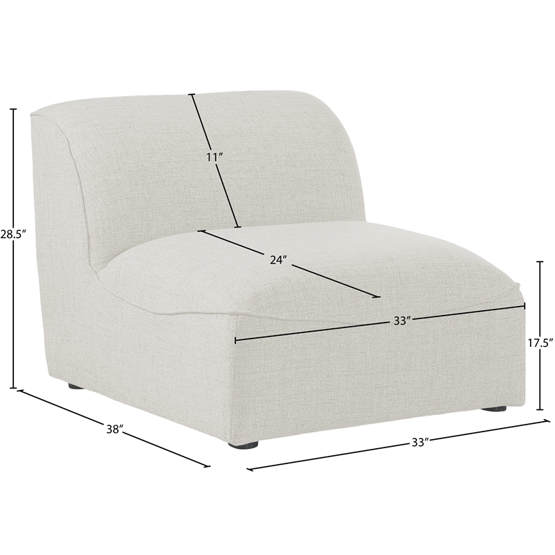 Bowery Hill Contemporary Upholstered Cream Durable Linen Textured Armless