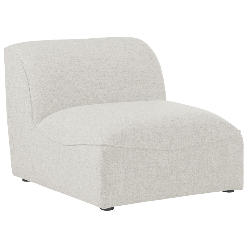 Bowery Hill Contemporary Upholstered Cream Durable Linen Textured Armless