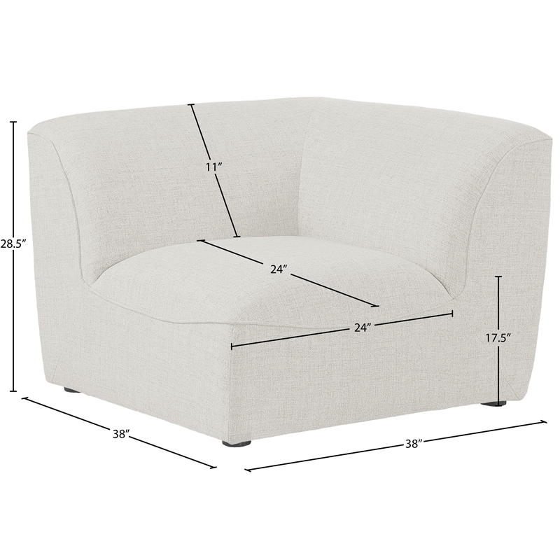 Bowery Hill Contemporary Upholstered Cream Durable Linen Textured Corner